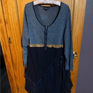 The Pyramid Collection Blue Textured Dress